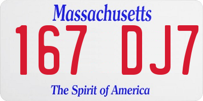 MA license plate 167DJ7