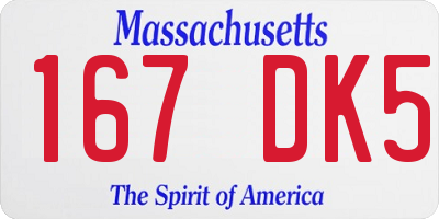 MA license plate 167DK5