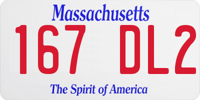 MA license plate 167DL2