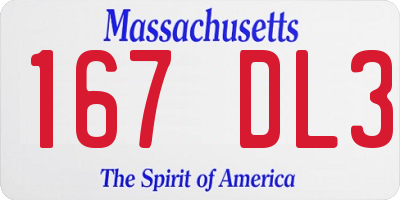 MA license plate 167DL3