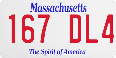 MA license plate 167DL4