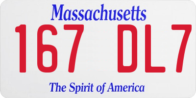 MA license plate 167DL7