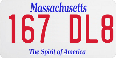 MA license plate 167DL8