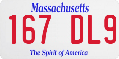 MA license plate 167DL9