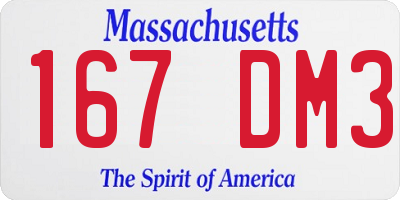MA license plate 167DM3