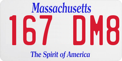 MA license plate 167DM8