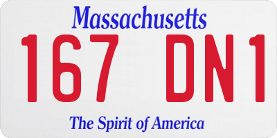 MA license plate 167DN1