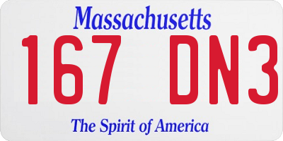 MA license plate 167DN3