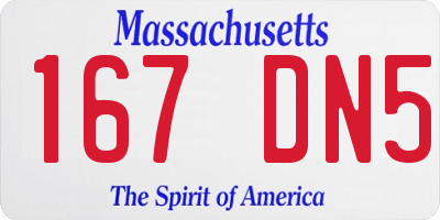 MA license plate 167DN5