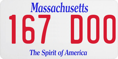 MA license plate 167DO0