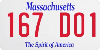 MA license plate 167DO1
