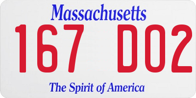 MA license plate 167DO2