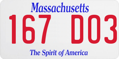 MA license plate 167DO3