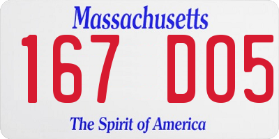 MA license plate 167DO5