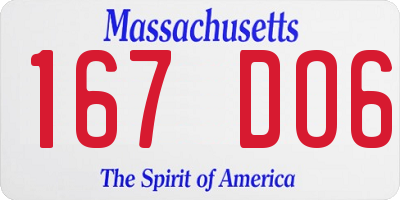 MA license plate 167DO6