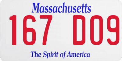 MA license plate 167DO9