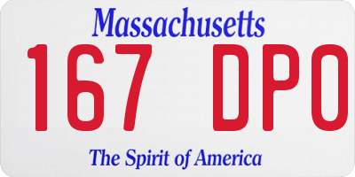 MA license plate 167DP0