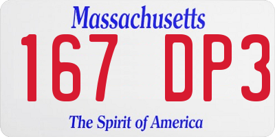 MA license plate 167DP3