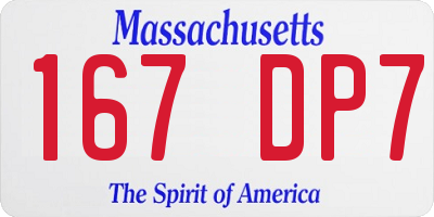 MA license plate 167DP7