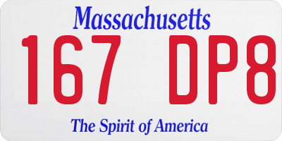 MA license plate 167DP8