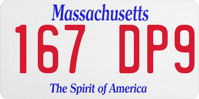 MA license plate 167DP9