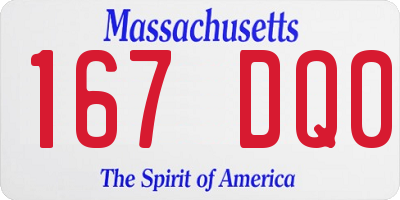 MA license plate 167DQ0