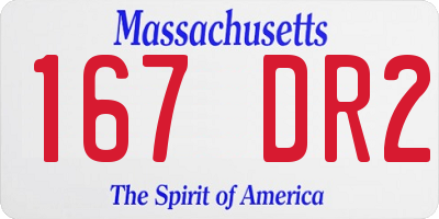MA license plate 167DR2