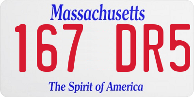 MA license plate 167DR5