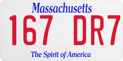 MA license plate 167DR7