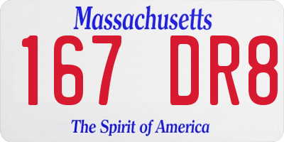 MA license plate 167DR8