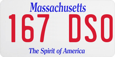 MA license plate 167DS0