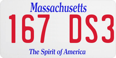 MA license plate 167DS3