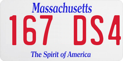 MA license plate 167DS4