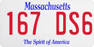 MA license plate 167DS6