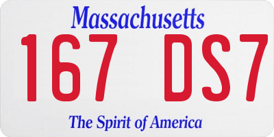 MA license plate 167DS7