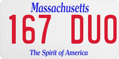 MA license plate 167DU0