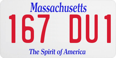 MA license plate 167DU1