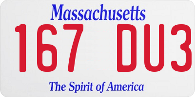 MA license plate 167DU3