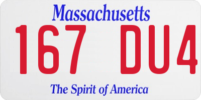MA license plate 167DU4