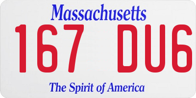 MA license plate 167DU6