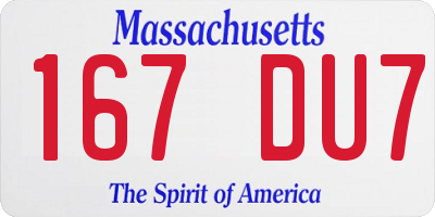 MA license plate 167DU7