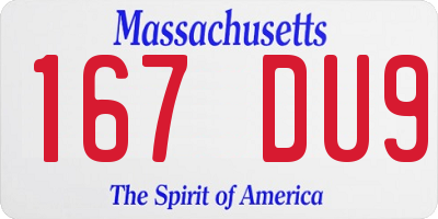 MA license plate 167DU9