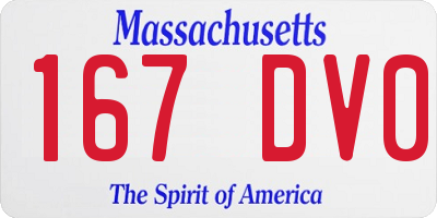 MA license plate 167DV0