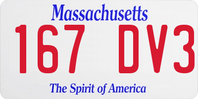 MA license plate 167DV3