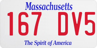 MA license plate 167DV5