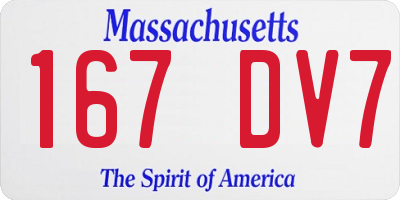 MA license plate 167DV7