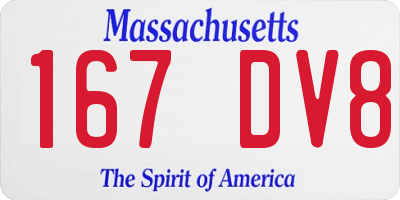 MA license plate 167DV8