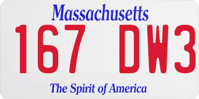 MA license plate 167DW3