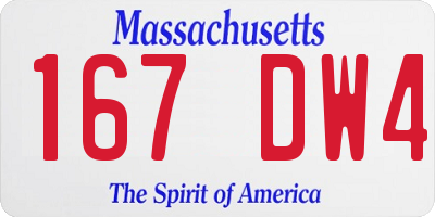 MA license plate 167DW4