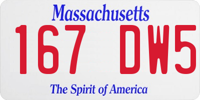 MA license plate 167DW5